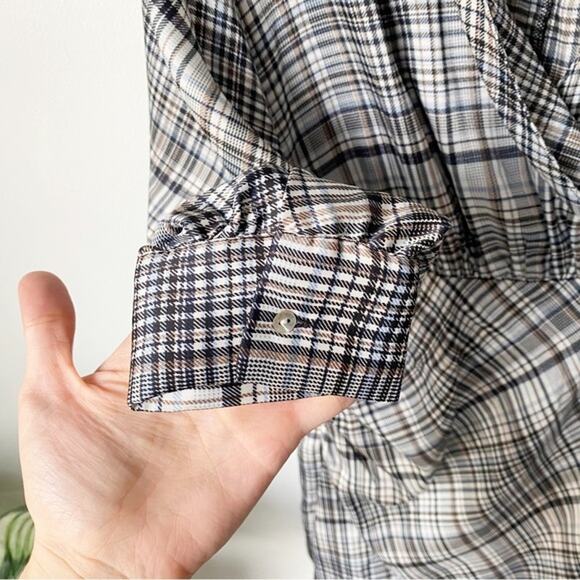 Zara Satin Effect Plaid Long Sleeve Mini Dress - Picture 3 of 9